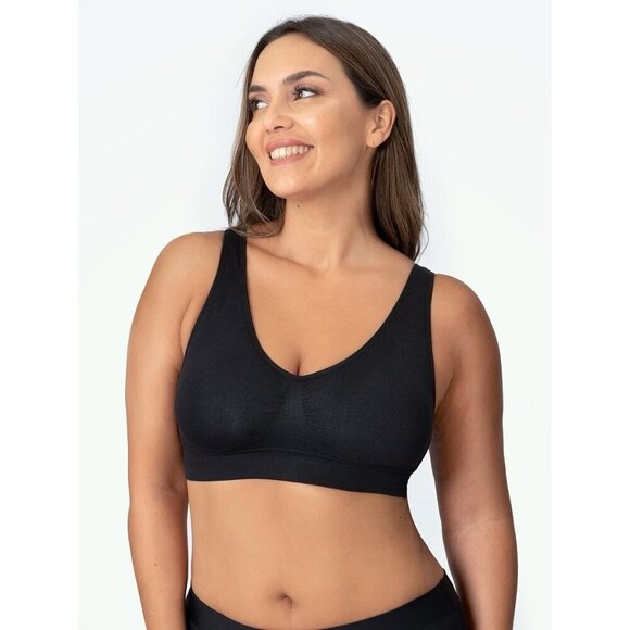 Truekind Everyday Essential Throw On Wireless Bra Sz 2XL XXL Black 10001 Comfy - Picture 1 of 4